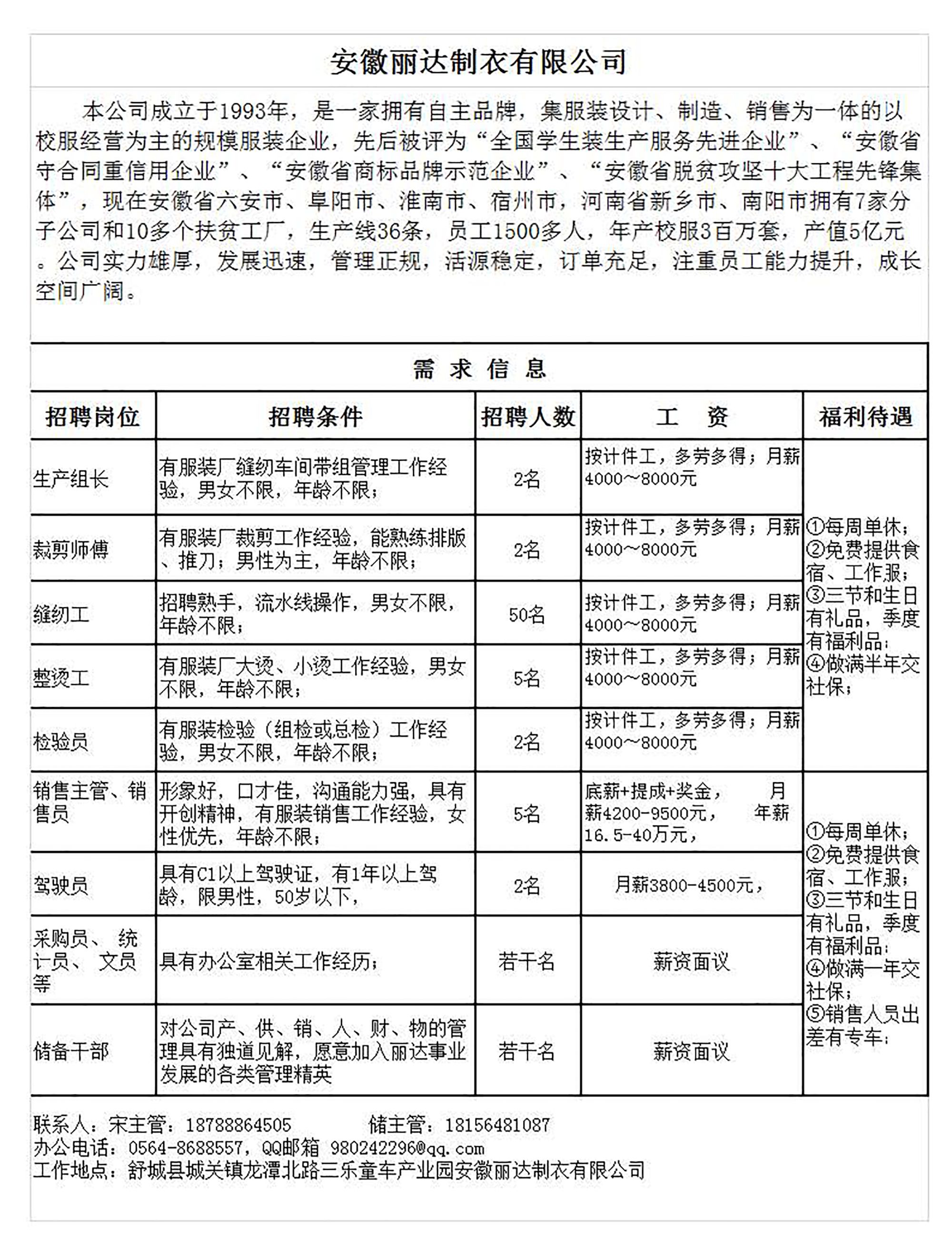 厂招工最新招聘信息